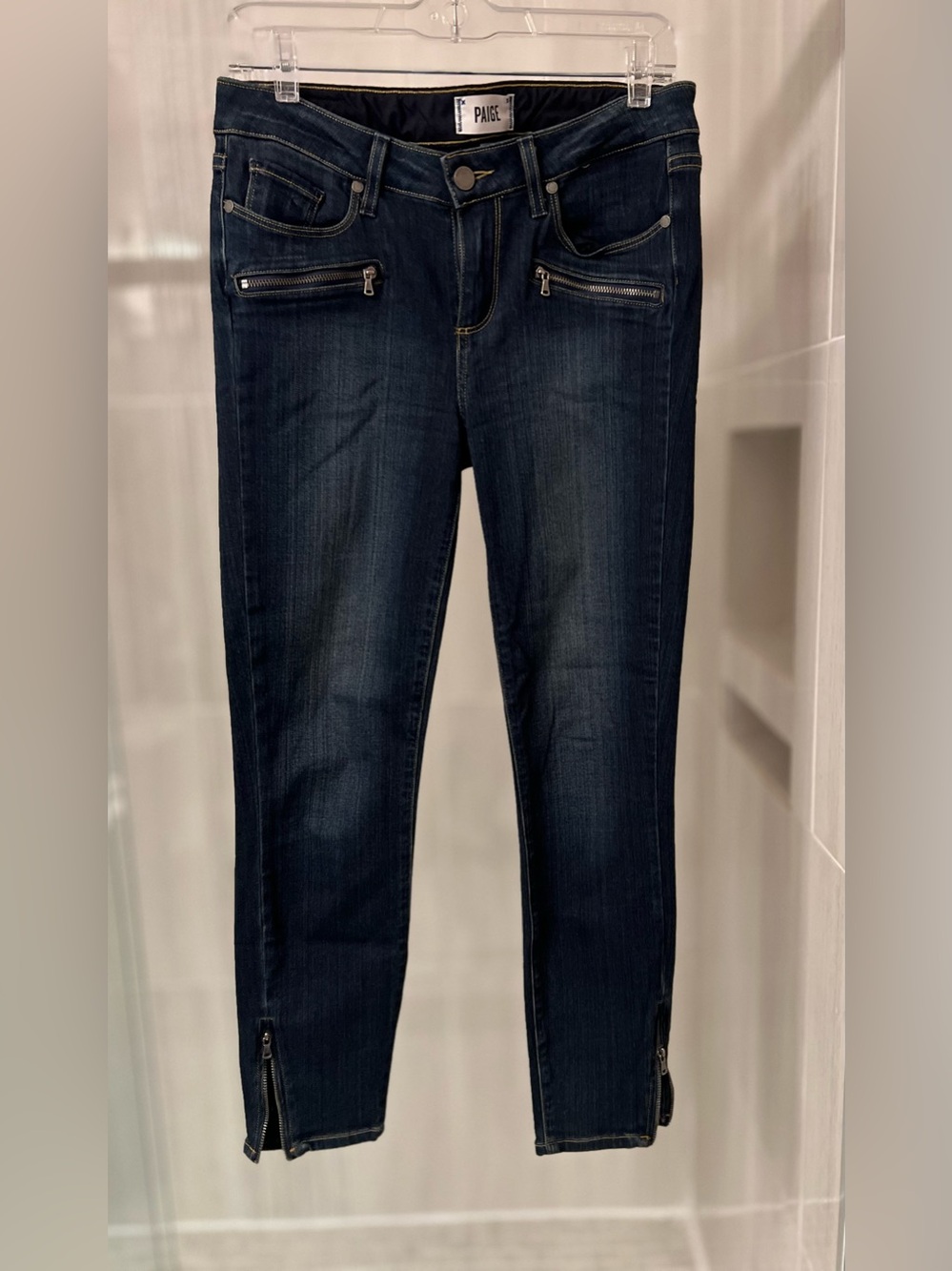 PAIGE Jane Zip Crop Ankle Skinny Jeans Dark Wash Zip Ankle Size 29